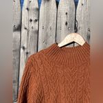 On 34th Women Mock Neck Cable Sweater In Cinnamon Color Size L Photo 4