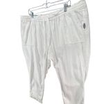 Old Navy Linen Crop Pant Women 2XL Bright White Pull On Elastic Waist Summer NEW Photo 1