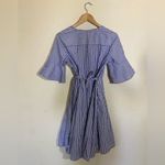 Calvin Klein  Midi 100% Cotton Blue & White Striped Classy Wrap Dress‎ Photo 2