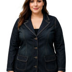 NWT Z Cavaricci Dark‎ Denim Jacket 2X Stretch Contrast Stitching Notched Lapel Blue Photo 0