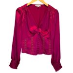 Heartloom Kathleen Pink Satin V-neck Long Sleeve Blouse - size Large Photo 1