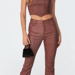 Edikted  Luna Faux Leather Flare Jeans Photo 0