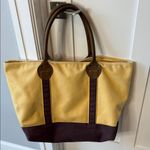 Restoration Hardware Large Canvas Leather Handle Tote Bag Yellow Photo 0
