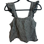 Cynthia Rowley Linen Gingham Ruffle Cropped Blouse Photo 0