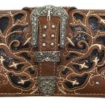 Western Women's Cowgirl Shine Buckle Wallet Brown Photo 1