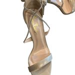 Lulus Glam Elegant Gold Faux Suede High Heel Sandals prom special event shoes Size 9 Photo 5