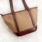 HUNTING WORLD | Canvas Leather Tote Bag Zipper Top Taupe Tan Brown Trapeze Photo 1
