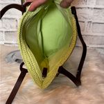 Talbots Green and Brown Woven straw Tote Bag with Leather Handles 10x13 Photo 4