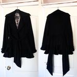 Jasmine Di Milo Coat Cashmere Signature Frill Wool Belted Short Black 6 GUC Photo 1