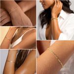Dainty Gold Chain Bracelets for Women Trendy, Waterproof 14K Real Gold Plated Jewelry Sets Fashion Stackable Beaded Figaro Herringbone Paperclip Chain Link Bracelet Pack Stack Gifts for Womens Girl Photo 5