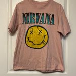 Nirvana Vintage VTG  Pink Smile Boyfriend Oversized Shirt Size S/M GUC #6758 Photo 1