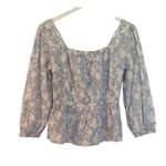 Free Assembly NWT blue floral cottage core smocked waist blouse small Photo 2