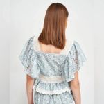 NWT En Saison Caudry Lace Top in Teal Size Small White Photo 6