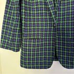 College Town Vintage Plaid Houndstooth Wool Blend Blazer Academia Green Size 6 Photo 2