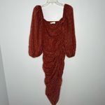 ASTR  ATHENS RUCHED PUFF SLEEVE BURNOUT MIDI DRESS Photo 4