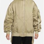 Nike NSW Therma Fit Oversized Bomber Puffy Jacket Quilted Satin Olive Photo 0