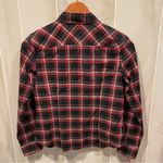 Talbots Cute plaid ruffle jeweled button blouse stretch black red holiday Photo 9