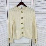 Talbots Boucle Alpaca Wool Fringe Hem Sweater Jacket Cream Button Front PS Photo 6
