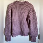 A New Day π Mauve Heathered Crew Neck Cable Knit Puff Long Sleeve Sweater #P Photo 5