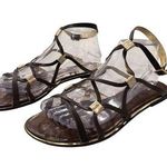 Diane Von Furstenberg  Brown Gold Strappy Gladiator Sandals Boho Leather SIZE 9M Photo 0