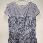 Alex Evenings  Gray‎ Lace Sequins Rosette Mesh Illusion Flare Party Dress Size 8 Photo 2