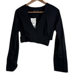 ZARA  Black Long Sleeve Wrap Design Poplin Cropped Wrap Blouse Top size S Photo 2