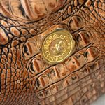 Kemestry leather embossed textured alligator croc skin shoulder bag USA Tan Photo 2