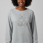 One World Teddy Bear Rhinestone Sweatshirt Womens XL Grey Live and Let Live Cozy Gray Photo 0
