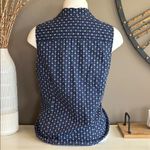 Croft & Barrow Cotton Navy Nautical Anchor Print Sleeveless Button-Up Top Size L Photo 3