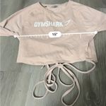 Gymshark  Pink Beige Cropped Ruched Tie Up Ribbon‎ Long Sleeve Top Size M Photo 11
