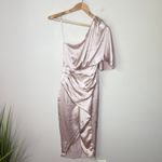 DO+BE NEW‎ NWT  One Shoulder Dress Small Soft Pink Satin Ruched Midi Cocktail Photo 1