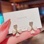 Elegant Flower Love Heart Dangle Drop Earrings for Women Gold Photo 2