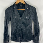 White House | Black Market WHBM Black Long Sleeve Button Down Shirt Satin Size 0 Photo 0