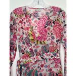 Debbie Katz inez Zara pink floral midi wrap sheer summer resort dress XS Photo 2