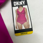 DKNY  Halter Style‎ Swimsuit Top W/Ruffle M FUSHIA PINK NEW Photo 1