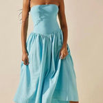 Free People  Onda Drop Waist Tube Midi Dress Size Medium Light Blue Photo 0