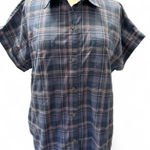 Blue and Pink Button Down Shirt Classic Plaid Design Size L Photo 0