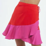 Summersalt The Short Beach to Brunch Wrap Skirt Lava & Hibiscus—Medium Photo 0