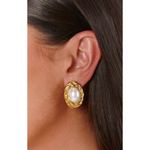 petit moments Oval Pearl Stud Earrings in Gold Womens Jewelry Photo 10