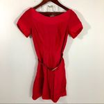 Andrew Marc  Red Skater Fit & Flare 6 Buckle Dress Retro Classic Photo 2