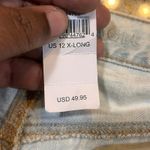 American Eagle NWT  Women Jeans‎ 12 Tall Denim Mom Jean Bleached Out Raw Edge Photo 3