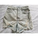 Good American  BOMBSHELL SHORT DENIM BLUE BUTTON FLY WOMEN'S SIZE 00/24 Photo 1