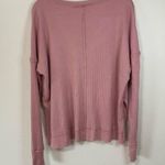 Knox Rose Women's Oversized X-Small Pink V-Neck Ribbed Long Sleeve Top Super Soft! Photo 1