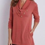 Soft Surroundings  Westminster Tunic Sweatshirt Top Cowl Neck Red Womens PM Photo 0