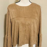 DO+BE Faux Suede blouse top Bell sleeves bohemian TAN SMALL Hippie western NEW Photo 0