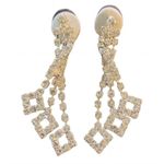 3 Strand Faux Diamond Dangle Wedding Prom Earrings Silver Photo 2