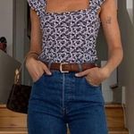 Nation Ltd Pima Cotton Flutter Shortsleeve Floral Tee Size L (square neck) Photo 2