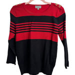Joseph A . Petite Red and Black Striped Sweater Sweater Photo 0