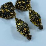 Gold Brass Color Clip On Earrings Boho Textured Metal (has discolored spot) Photo 15