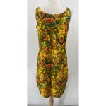 Vintage 70s Hawaiian Painted Sundress Boatneck Round Hem Cotton Medium/ Large Yellow Photo 6